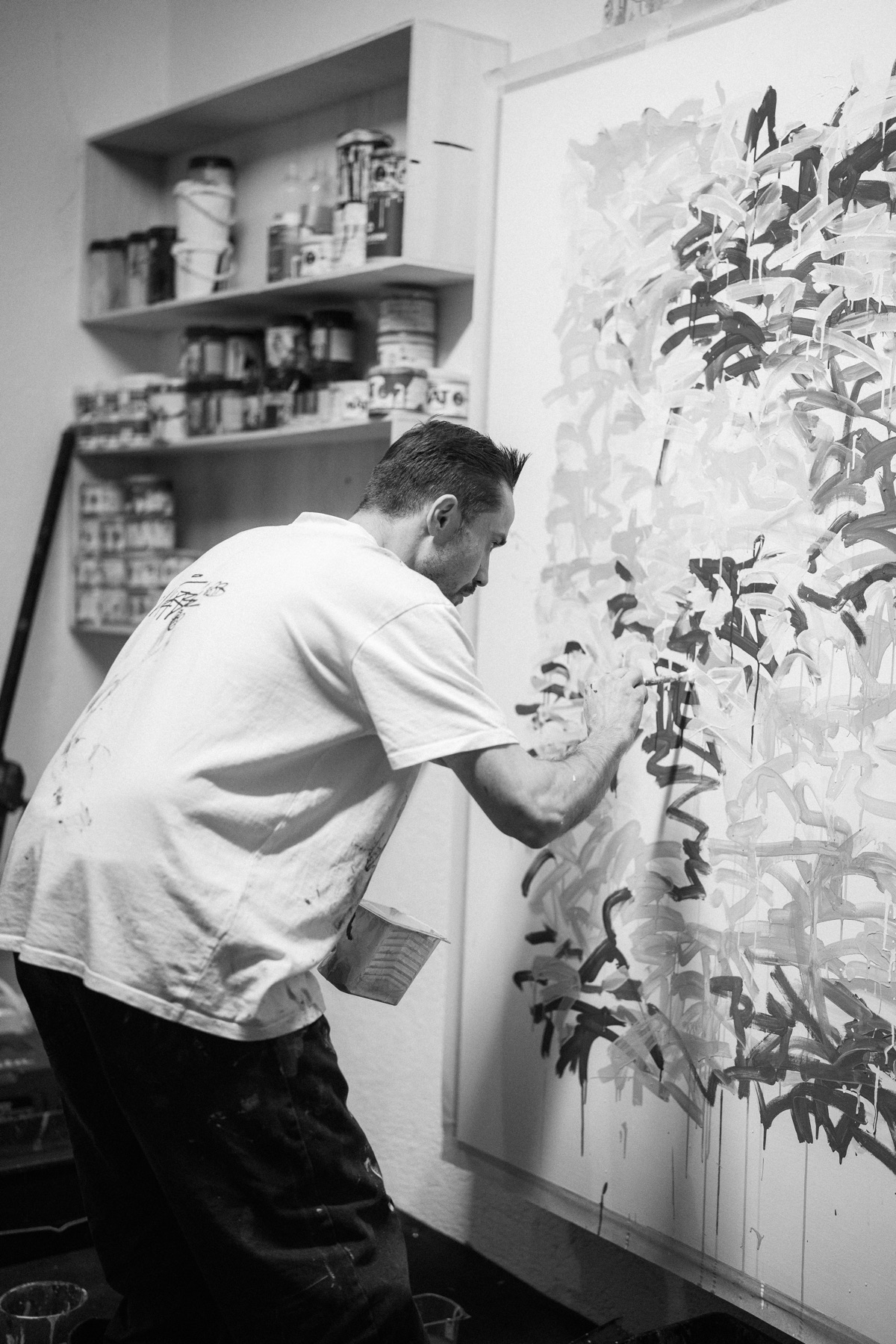 Nicolas Herbé in his artistic environment.